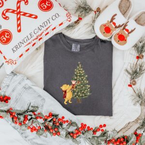 vintage christmas t shirt featuring winnie the pooh and piglet with holiday tree design for festive celebrations rjeps