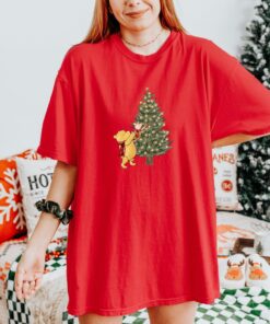 vintage christmas t shirt featuring winnie the pooh and piglet with holiday tree design for festive celebrations teish scaled