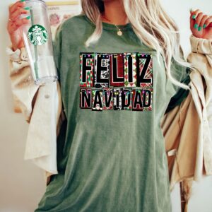 vintage christmas t shirt feliz navidad crewneck tee for family matching holiday outfits with merry christmas design noxsw scaled