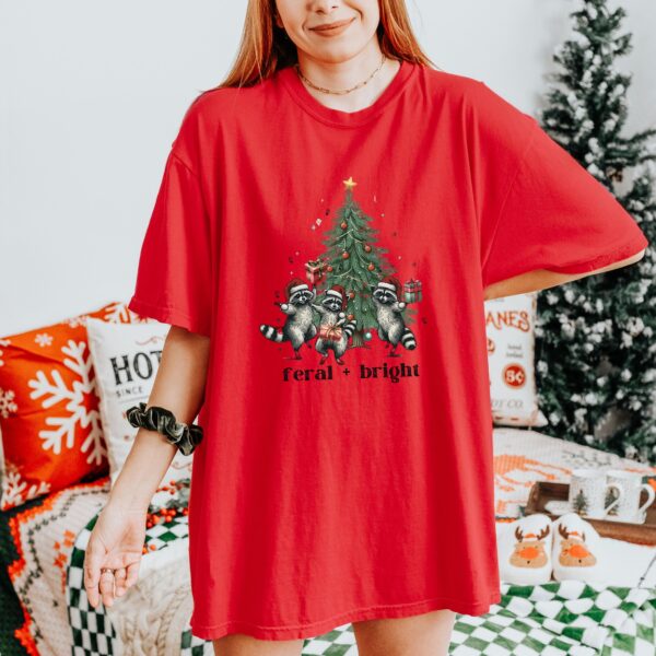 vintage christmas t shirt feral raccoon design funny holiday tee with christmas tree graphic ideal for winter celebrations cgeki scaled