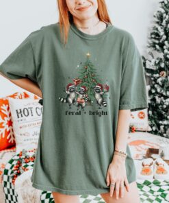 vintage christmas t shirt feral raccoon design funny holiday tee with christmas tree graphic ideal for winter celebrations kxwfh scaled