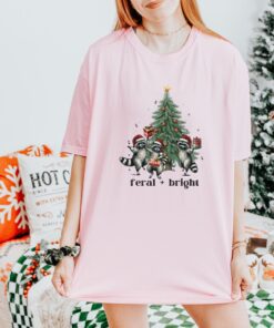 vintage christmas t shirt feral raccoon design funny holiday tee with christmas tree graphic ideal for winter celebrations mnsgp scaled