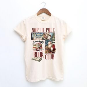 vintage christmas t shirt for book lovers featuring north pole book club design fun santa graphic for holiday celebrations 5t54n