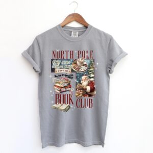 vintage christmas t shirt for book lovers featuring north pole book club design fun santa graphic for holiday celebrations vrr4x