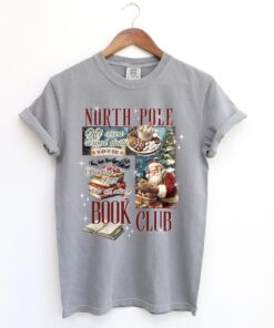 vintage christmas t shirt for book lovers featuring north pole book club design fun santa graphic for holiday celebrations vrr4x scaled