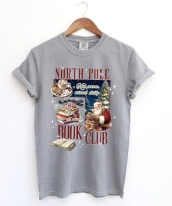 vintage christmas t shirt for book lovers north pole book club design funny santa t shirt for holiday celebrations 5gmmv scaled