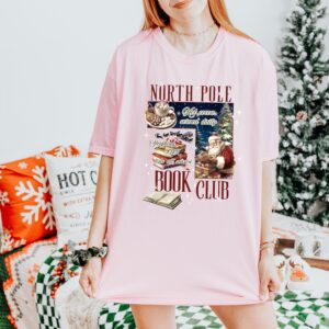 vintage christmas t shirt for book lovers north pole book club design funny santa t shirt for holiday celebrations nugzs