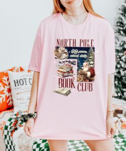 vintage christmas t shirt for book lovers north pole book club design funny santa t shirt for holiday celebrations nugzs scaled