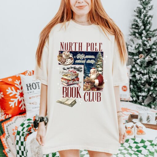 vintage christmas t shirt for book lovers north pole book club design funny santa t shirt for holiday celebrations qrrqh scaled