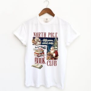 vintage christmas t shirt for book lovers north pole book club design funny santa t shirt for holiday celebrations zdu5o