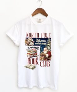 vintage christmas t shirt for book lovers north pole book club design funny santa t shirt for holiday celebrations zdu5o scaled