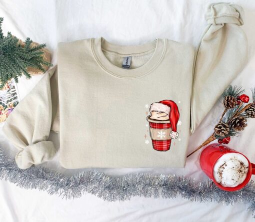 vintage christmas t shirt for coffee lovers with noel hat design fun and unique holiday tee for women 488ap scaled