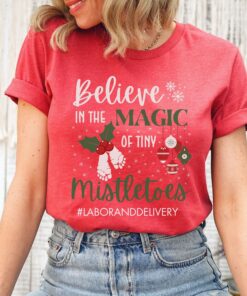 vintage christmas t shirt for labor and delivery nurses tiny mistletoes design for nicu and obgyn professionals holiday tee ihoiz scaled