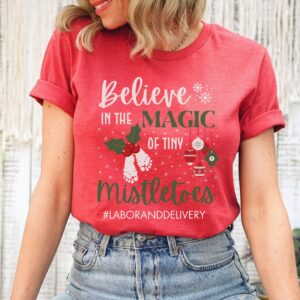 vintage christmas t shirt for labor and delivery nurses tiny mistletoes design for nicu and obgyn professionals holiday tee ihoiz scaled