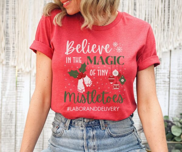 vintage christmas t shirt for labor and delivery nurses tiny mistletoes design for nicu and obgyn professionals holiday tee ihoiz scaled