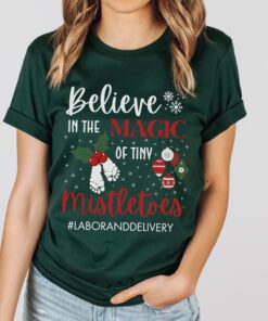 vintage christmas t shirt for labor and delivery nurses tiny mistletoes design for nicu and obgyn professionals holiday tee qyrnf scaled