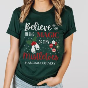 vintage christmas t shirt for labor and delivery nurses tiny mistletoes design for nicu and obgyn professionals holiday tee qyrnf scaled