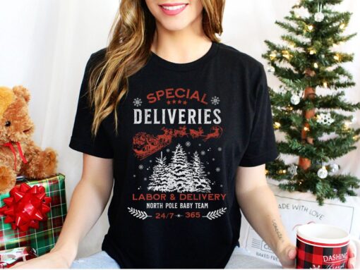 vintage christmas t shirt for labor and delivery nurses with special deliveries design for nicu and obgyn professionals cdytj scaled