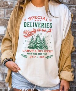 vintage christmas t shirt for labor and delivery nurses with special deliveries design for nicu and obgyn professionals eamku scaled