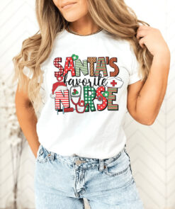 Vintage Christmas T-Shirt for Nurses  Santas Favorite Nurse Shirt with Fun Design  Holiday Apparel for RN Professionals