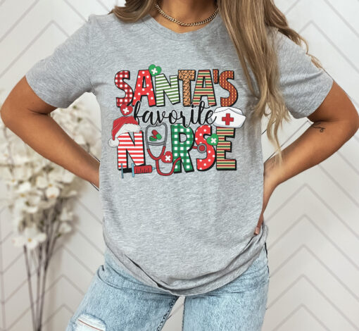 vintage christmas t shirt for nurses santas favorite nurse shirt with fun design holiday apparel for rn professionals sjhnd