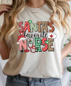 vintage christmas t shirt for nurses santas favorite nurse shirt with fun design holiday apparel for rn professionals u2p52