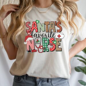 vintage christmas t shirt for nurses santas favorite nurse shirt with fun design holiday apparel for rn professionals u2p52