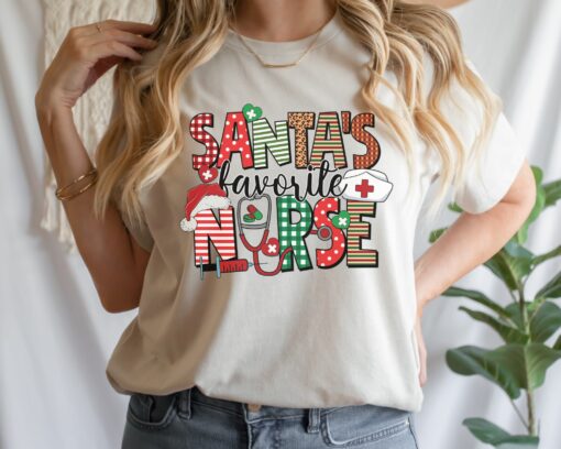 vintage christmas t shirt for nurses santas favorite nurse shirt with fun design holiday apparel for rn professionals u2p52