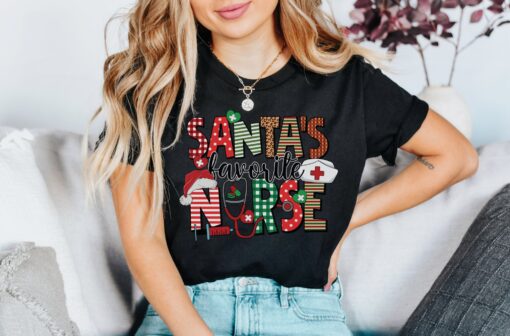 vintage christmas t shirt for nurses santas favorite nurse shirt with fun design holiday apparel for rn professionals