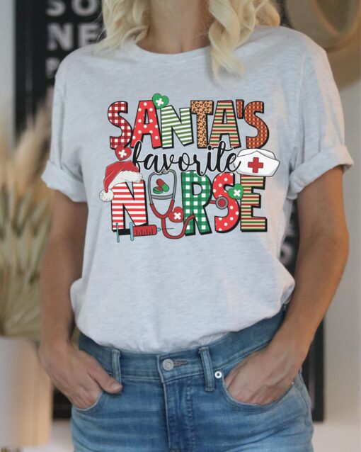 vintage christmas t shirt for nurses santas favorite nurse shirt with fun design holiday apparel for rn professionals