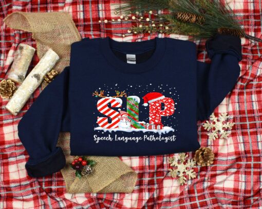 vintage christmas t shirt for speech language pathologists featuring slp design for speech therapy enthusiasts zo24j scaled