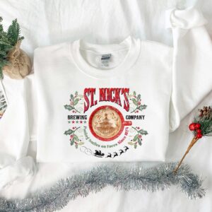 vintage christmas t shirt for st nicks brewing co featuring festive coffee design for christmas lovers and brewing enthusiasts 60qa6 scaled