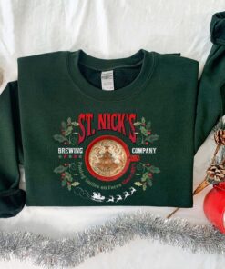 vintage christmas t shirt for st nicks brewing co featuring festive coffee design for christmas lovers and brewing enthusiasts hmg0m scaled