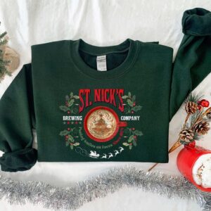 vintage christmas t shirt for st nicks brewing co featuring festive coffee design for christmas lovers and brewing enthusiasts hmg0m scaled