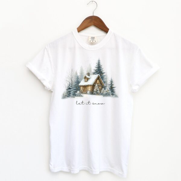 vintage christmas t shirt for winter cabin adventures featuring let it snow design and pine tree loungewear comfort wvcd8 scaled