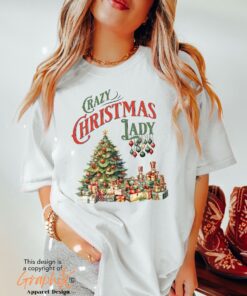 vintage christmas t shirt for women funny retro design featuring crazy christmas lady theme f7wxk