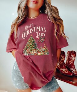 vintage christmas t shirt for women funny retro design featuring crazy christmas lady theme ffqrc