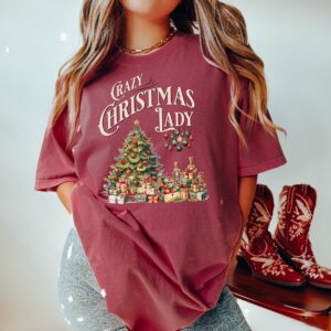 vintage christmas t shirt for women funny retro design featuring crazy christmas lady theme ffqrc