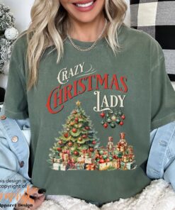 vintage christmas t shirt for women funny retro design featuring crazy christmas lady theme vqwqb