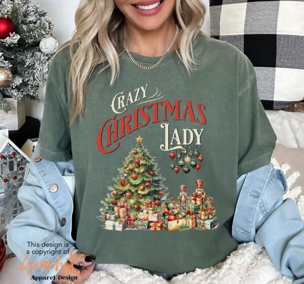 vintage christmas t shirt for women funny retro design featuring crazy christmas lady theme vqwqb