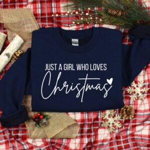 vintage christmas t shirt for women just a girl who loves christmas fun jesus lover design for holiday parties x28e8 scaled