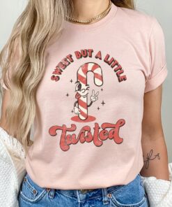 vintage christmas t shirt for women sweet but a little twisted graphic tee with unique design for holiday celebrations hxkzy