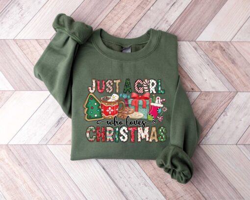 vintage christmas t shirt for women and girls featuring just a girl who loves christmas design ideal for holiday celebrations 3kuj0 scaled