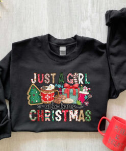 vintage christmas t shirt for women and girls featuring just a girl who loves christmas design ideal for holiday celebrations 7n9qh scaled