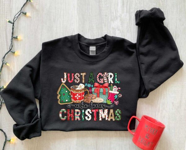 vintage christmas t shirt for women and girls featuring just a girl who loves christmas design ideal for holiday celebrations 7n9qh scaled