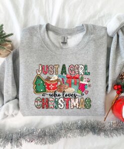 vintage christmas t shirt for women and girls featuring just a girl who loves christmas design ideal for holiday celebrations bdnj8 scaled