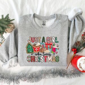 vintage christmas t shirt for women and girls featuring just a girl who loves christmas design ideal for holiday celebrations bdnj8 scaled