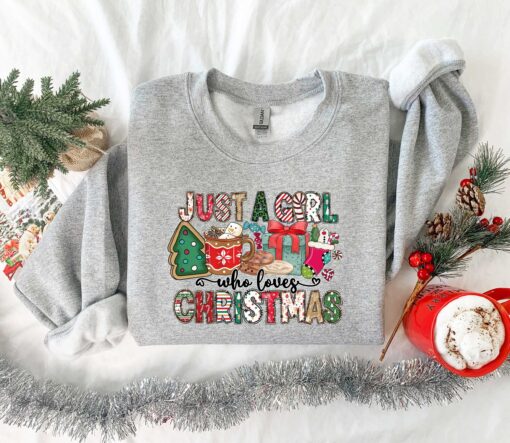 vintage christmas t shirt for women and girls featuring just a girl who loves christmas design ideal for holiday celebrations bdnj8 scaled