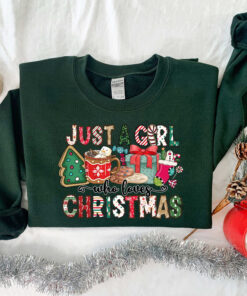 vintage christmas t shirt for women and girls featuring just a girl who loves christmas design ideal for holiday celebrations uusm6 scaled