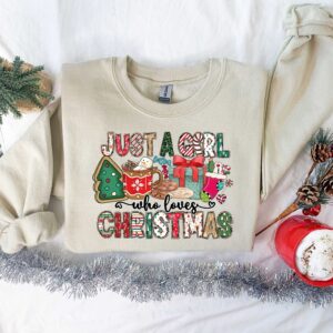 vintage christmas t shirt for women and girls featuring just a girl who loves christmas design ideal for holiday celebrations wblfd scaled